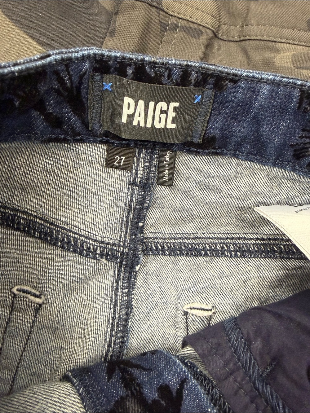 PAIGE floral print dark Blue denim Jeans LEENAH ANKLE size 27 women’s - Picture 6 of 7